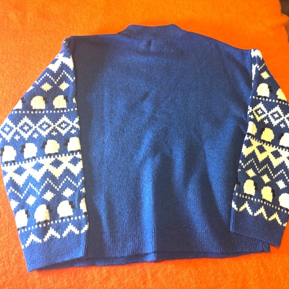 H&M blue and white cute sheep touch of wool jacquard knit sweater NWT - Picture 9 of 9